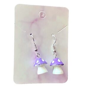 Purple Mushroom Drop Earrings
